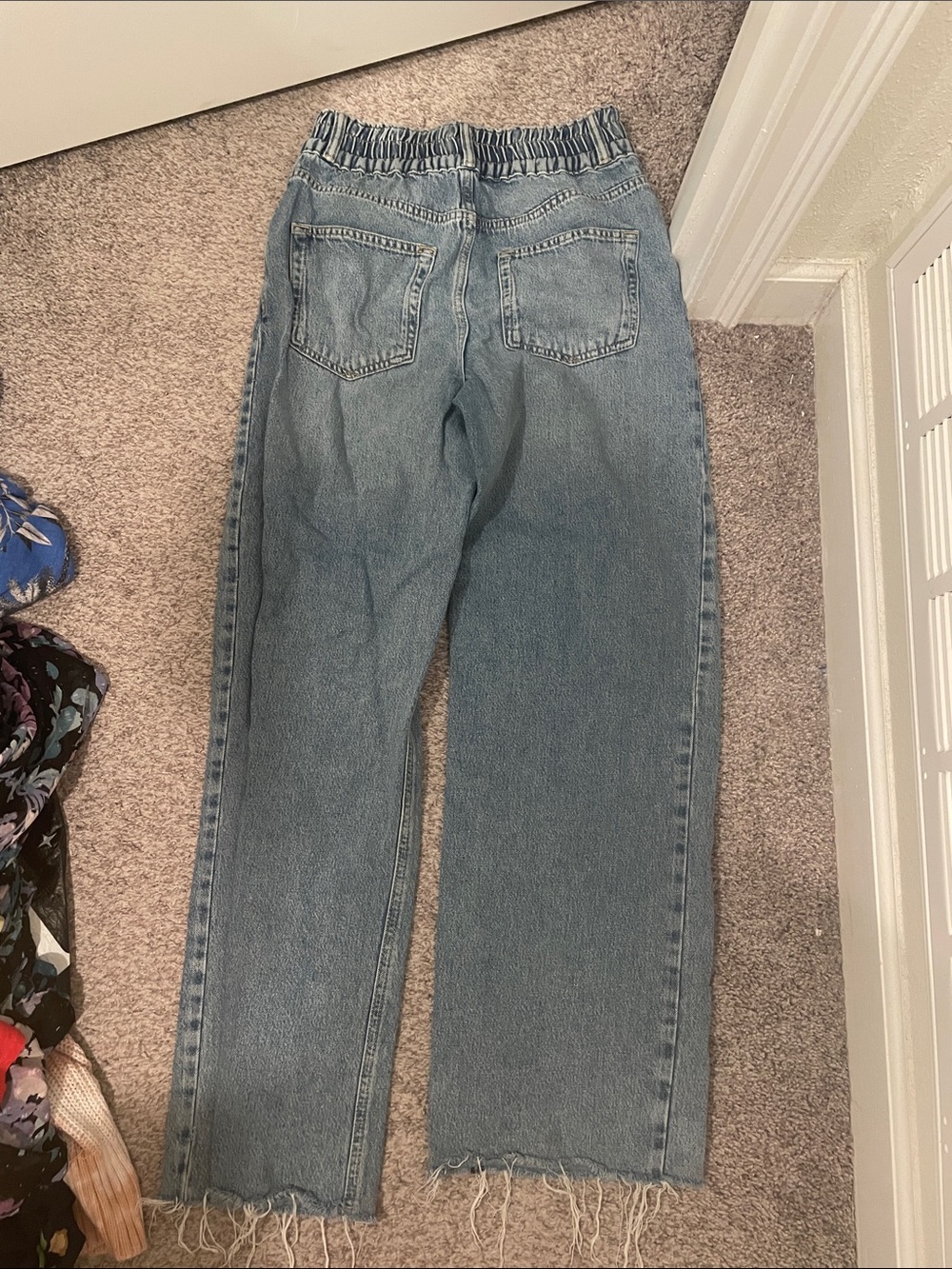 AllSaints Light Blue Wide-Leg High-Rise elastic waist Jeans size 4 - Picture 6 of 7
